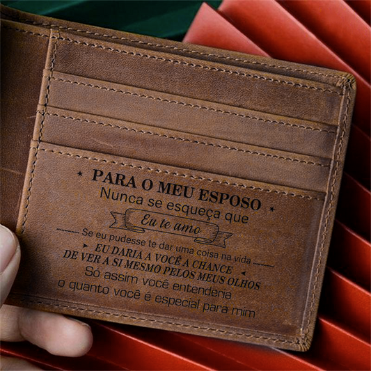 Men’s Genuine Leather Wallet – Engraved Love Message!