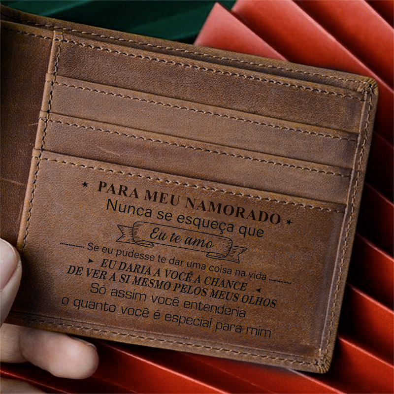 Men’s Genuine Leather Wallet – Engraved Love Message!