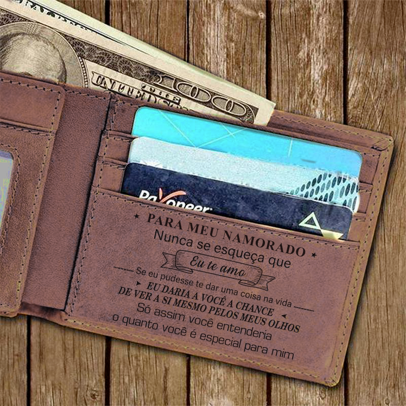 Men’s Genuine Leather Wallet – Engraved Love Message!