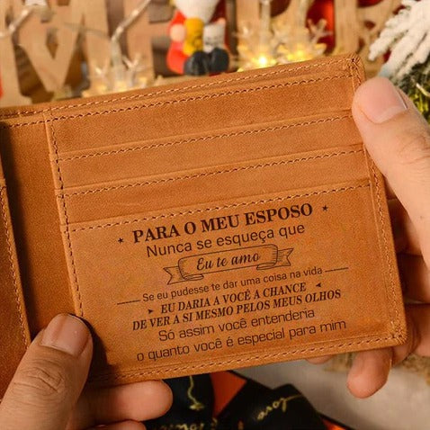 Men’s Genuine Leather Wallet – Engraved Love Message!